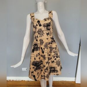 Handmade Paris Print Dress, VGUC, Size S
